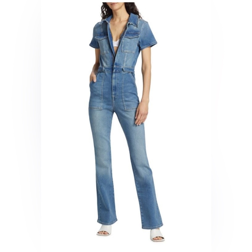 GOOD AMERICAN Fit For Success Stretch Denim Jumpsuit XS NWT
